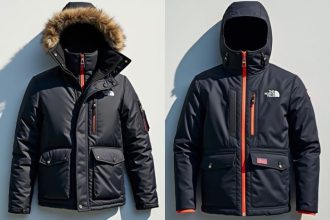 Comparaison des doudounes Moncler et The North Face en extérieur
