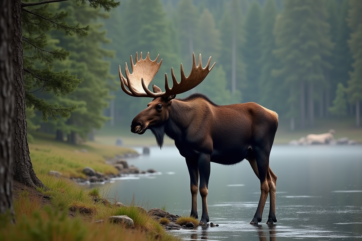 Exemple d’élan dans la faune et son comportement naturel