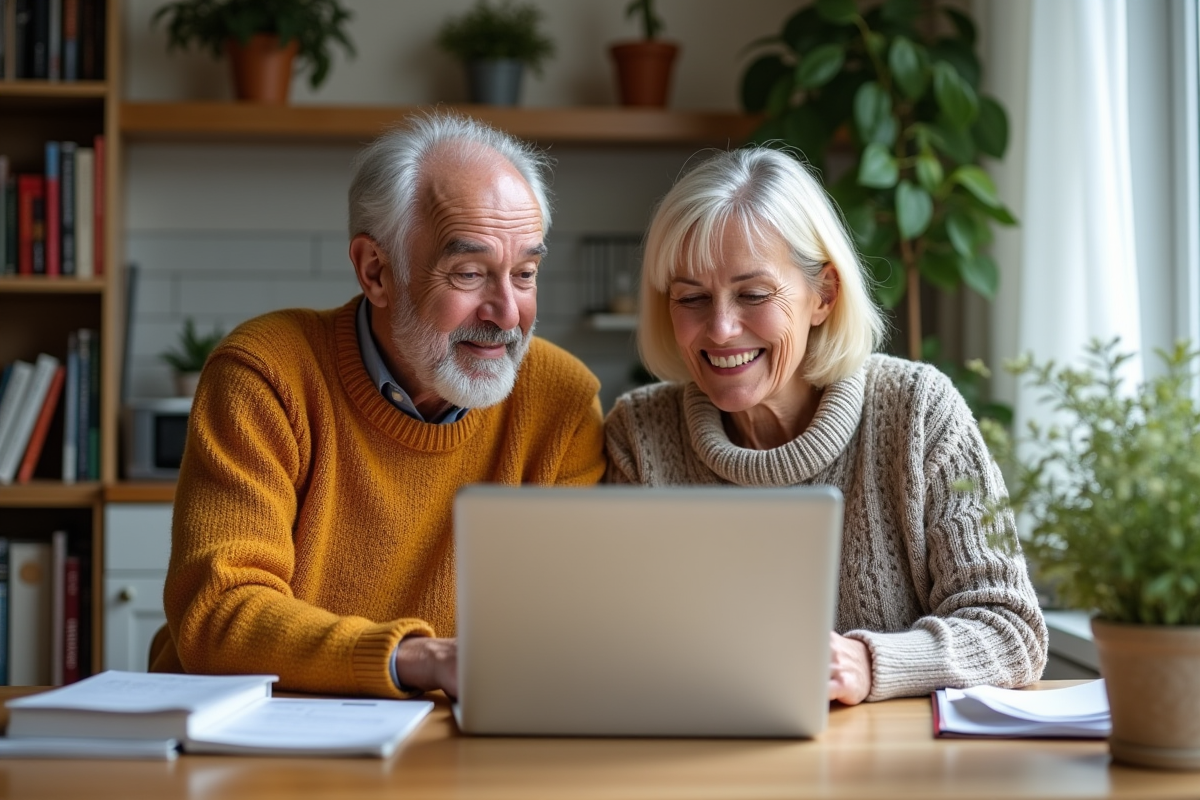 Couple retraité discutant d