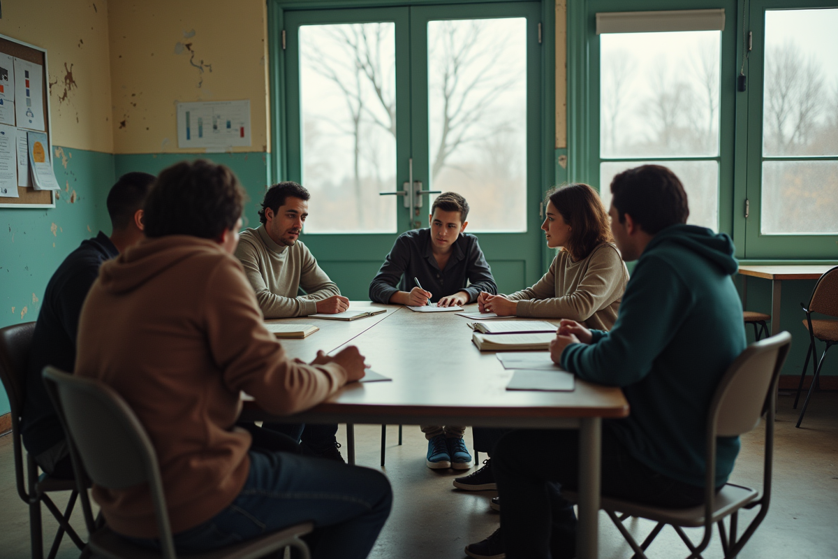 Jeunes adultes discutant dans un centre communautaire