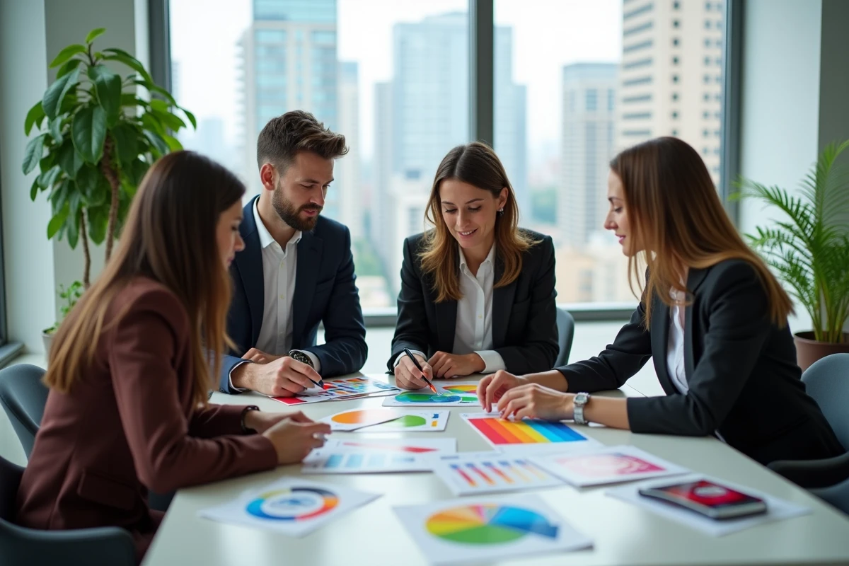 Groupe de professionnels discutant autour d