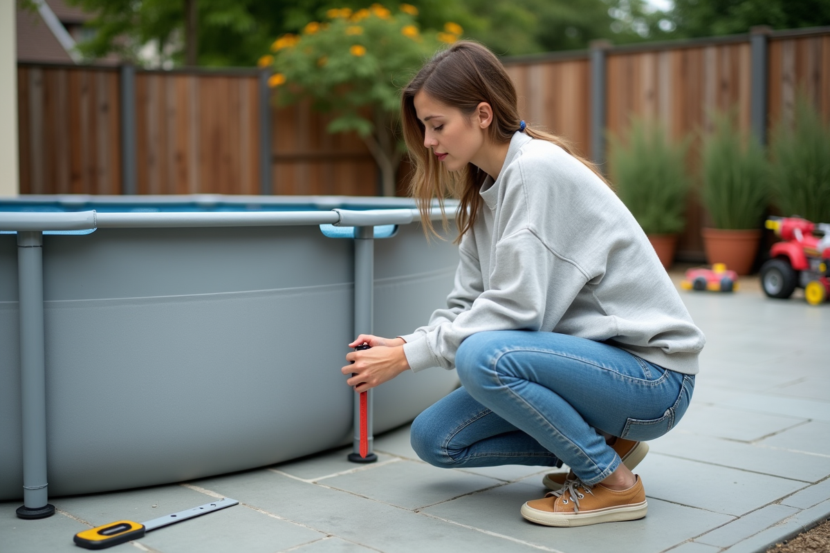 Jeune femme contrôlant le niveau d