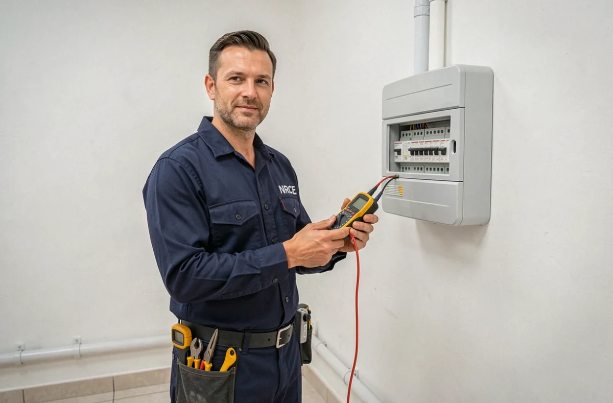 Technicien NRCE en intervention électrique dans une maison des Yvelines